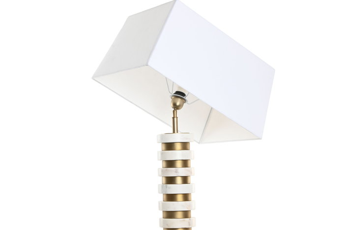 DKD Home Decor Lámpara Sobremesa India lamps 1c25 Acero Mármol Dorado Beige 50 x 98 x 30 cm