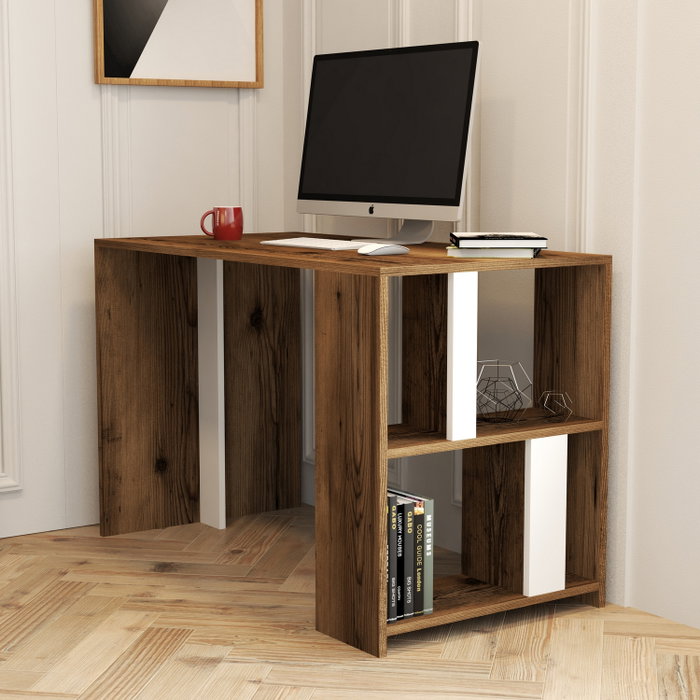 Hanah Home Mesa de estudio Lima Walnut, White