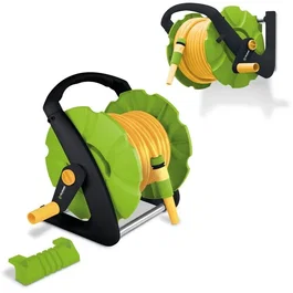 Fieldmann FZH 1021 Enrollador de Manguera de Jardín con Manguera de 20 m, Malla de PVC, Montaje en Pared