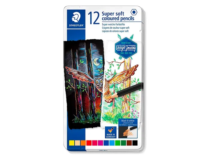 Staedtler Lápices de Colores Super Soft Caja Metal 12 Colores Surtidos