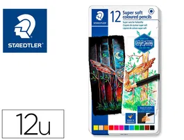 Staedtler Lápices de Colores Super Soft Caja Metal 12 Colores Surtidos