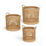 Giftdecor Set de 3 Cestos Redondos Calados en Alga de Mar
