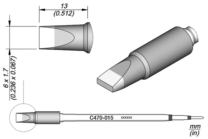 JBC TOOLS Punta de soldadura tipo destornillador 6x1,7mm Heavy Duty