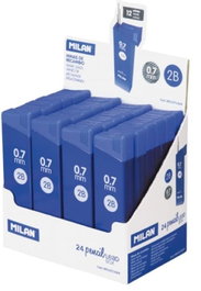 MILAN Minas de grafito 0,7mm 2B, 24 cajas de 12 unidades