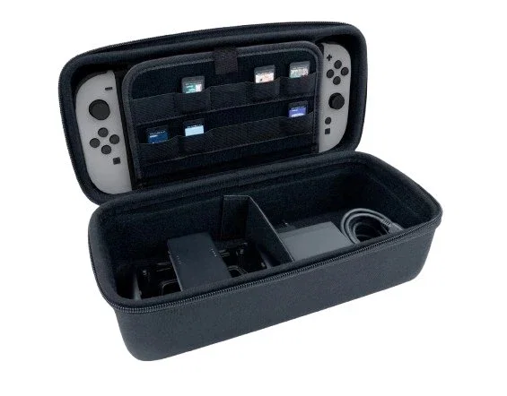 Nacon NA028164 Funda protectora rígida para Nintendo Switch 2, negro, con 10 ranuras para tarjetas y asa de transporte