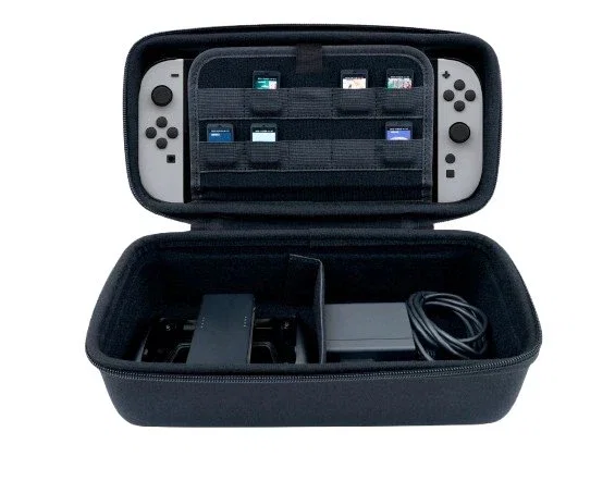 Nacon NA028164 Funda protectora rígida para Nintendo Switch 2, negro, con 10 ranuras para tarjetas y asa de transporte