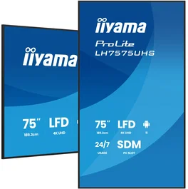 Iiyama LH7575UHS-B2AG Pantalla Digital para Señalización 75" 4K Ultra HD, Android 11, Wi-Fi, 500 cd/m², Funcionamiento 24/7, Negro, con Procesador Integrado