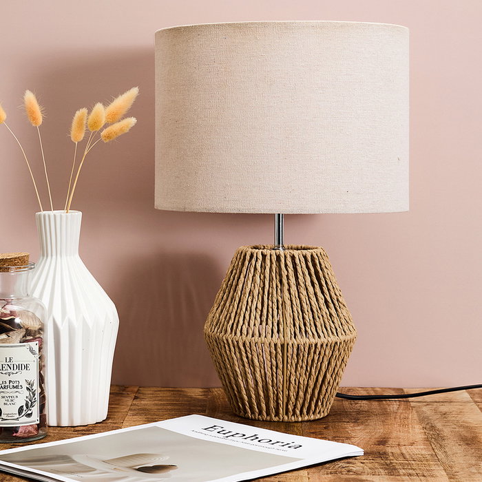 Home Deco Factory Lámpara Lino Y Cuerda Papel