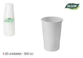 Algon Set 20 Vasos Blancos 300 cc - Ø 7.5 cm x 11 cm (24 Unidades)