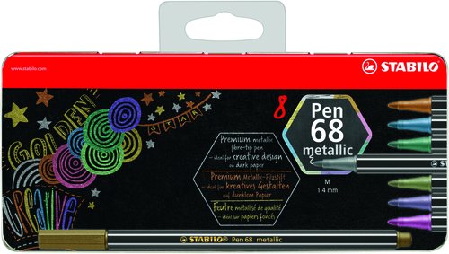 Stabilo Pen 68 Metallic Estuche de Metal 8 Unidades