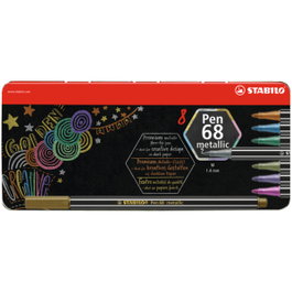 Stabilo Pen 68 Metallic Estuche de Metal 8 Unidades