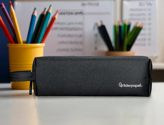 Liderpapel Estuche Portatodo Classic Rectangular con Asa Negro 210x70mm