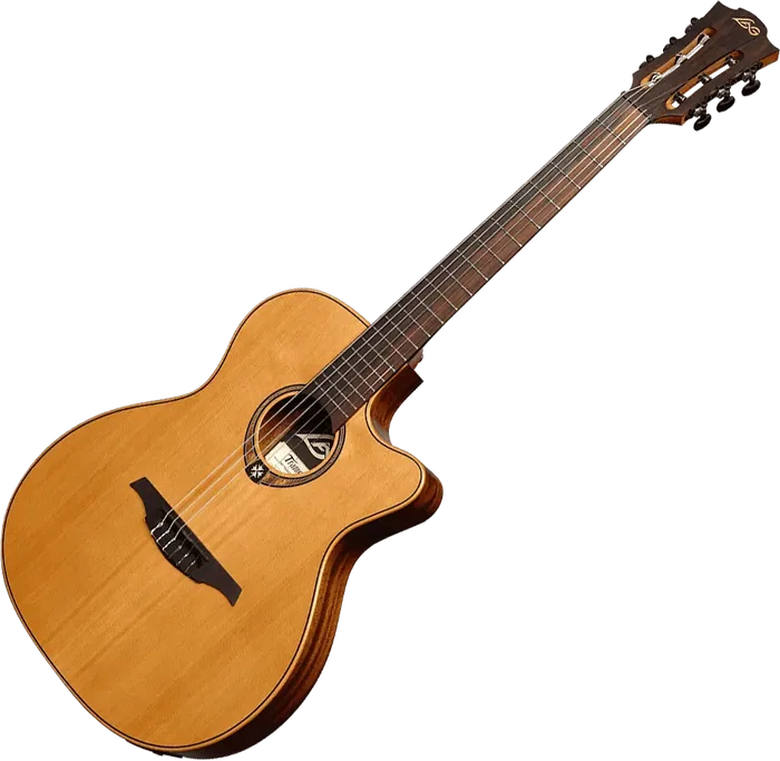 LAG Guitarra Acústica Auditorium Slim Cutaway Red Cedar con Electrónica Fishman Clásica II Natural