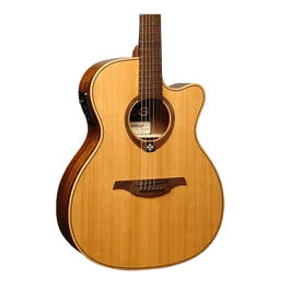 LAG Guitarra Acústica Auditorium Slim Cutaway Red Cedar con Electrónica Fishman Clásica II Natural