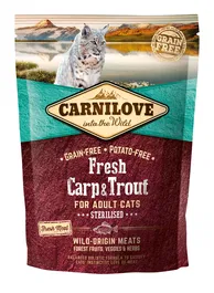 Carnilove Comida para Gatos Adultos Esterilizados, Carpa y Trucha Fresca, 400 gr