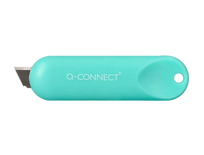Q-connect Cuter de Seguridad Retractil Mini Plástico, Modelos y Colores Surtidos, Expositor 30 Unidades
