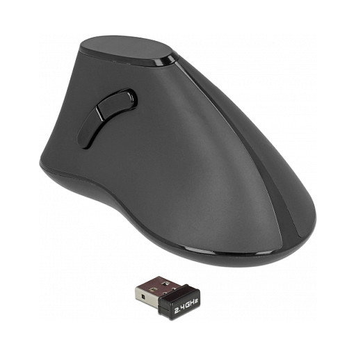 DeLOCK 12622 Ratón Ergonómico Vertical Inalámbrico Negro