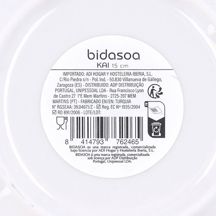 Bidasoa Plato Pan Porcelana Kai Hydrozero 15 cm (6 Unidades) Blanco Bidasoa Plato Pan Porcelana Kai Hydrozero 15 cm (6 Unidades) Blanco