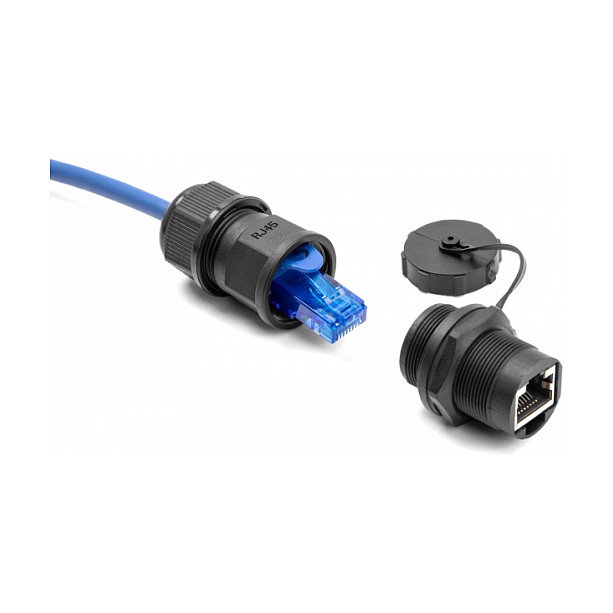 DeLOCK Acoplador RJ45 Cat.6A con tapa de sellado IP67 Negro