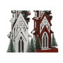 DKD Home Decor Set de 2 Casas LED de Madera Rojo y Blanco 16x14x63 cm