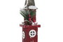 DKD Home Decor Set de 2 Casas LED de Madera Rojo y Blanco 16x14x63 cm