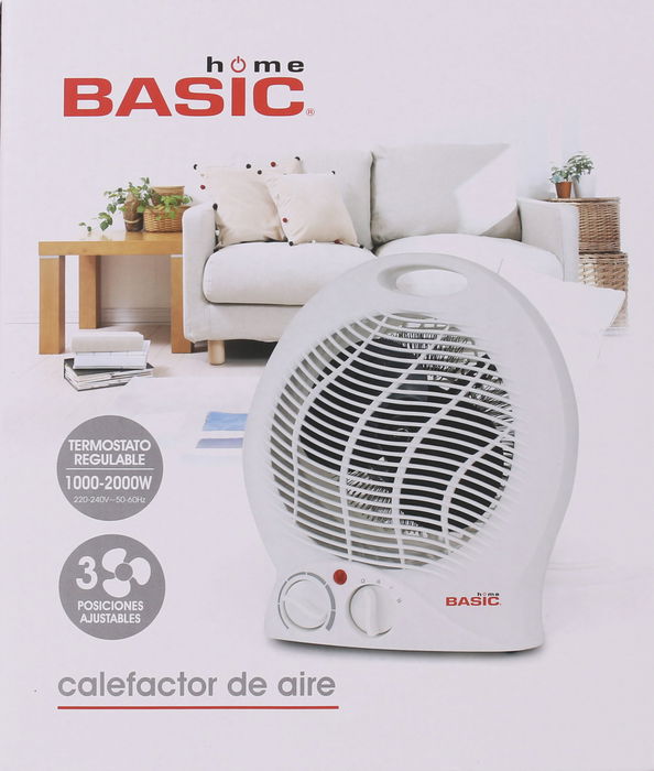 Basic Home Calefactor Aire 1000-2000W 13 cm ancho x 26.5 cm alto x 23 cm largo (4 Unidades)