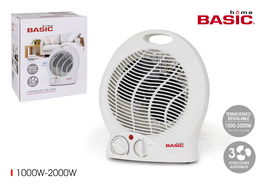 Basic Home Calefactor Aire 1000-2000W 13 cm ancho x 26.5 cm alto x 23 cm largo (4 Unidades)