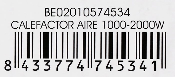 Basic Home Calefactor Aire 1000-2000W 13 cm ancho x 26.5 cm alto x 23 cm largo (4 Unidades)