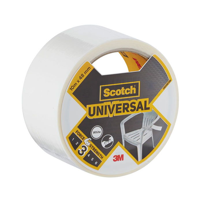 Scotch Cinta Americana Universal 3, Blanca, 10 m de Largo x 48 mm de Ancho, Alta Adhesión Scotch Cinta Americana Universal 3, Blanca, 10 m de Largo x 48 mm de Ancho, Alta Adhesión