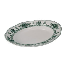 Le Coq Fuente Oval Verde 34,5x26,5 cm - Colección Neos Anthiros, Porcelana (6 Unidades)