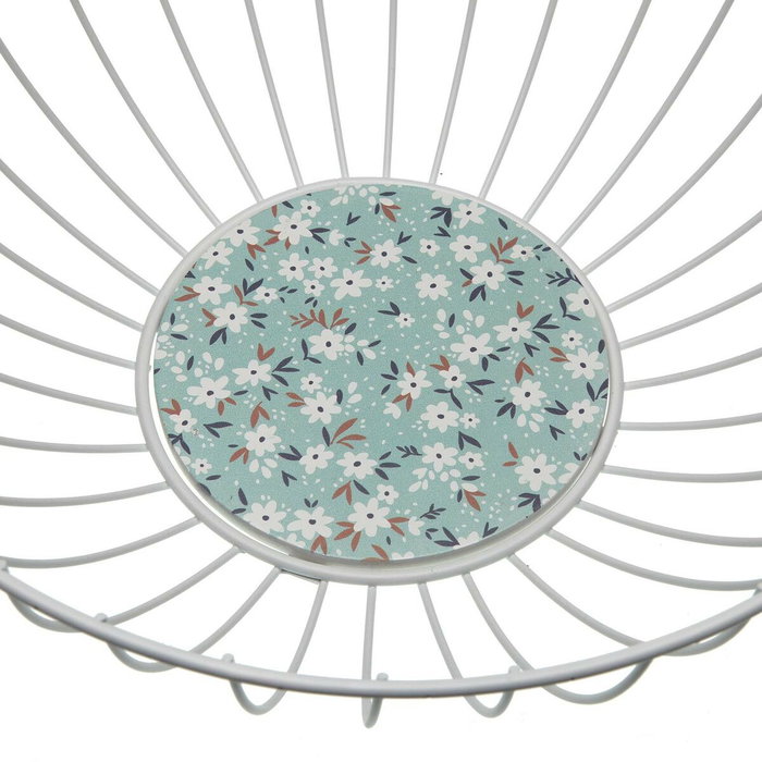 Frutero Versa Flores Metal Acero Madera MDF 28 x 10 x 28 cm