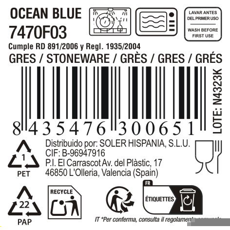 La Mediterranea Plato Ocean Blue 21,2 cm (12 Unidades) Axadre/Md/21.2x2.3cm