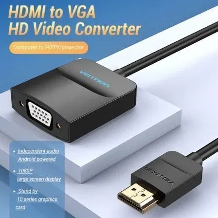 Adaptador HDMI a VGA Vention 42154 Negro 15 cm Adaptador HDMI a VGA Vention 42154 Negro 15 cm