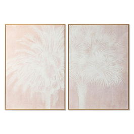 DKD Home Decor Cuadro Tropical Beige Blanco 4 x 140 x 100 cm (2 Unidades)