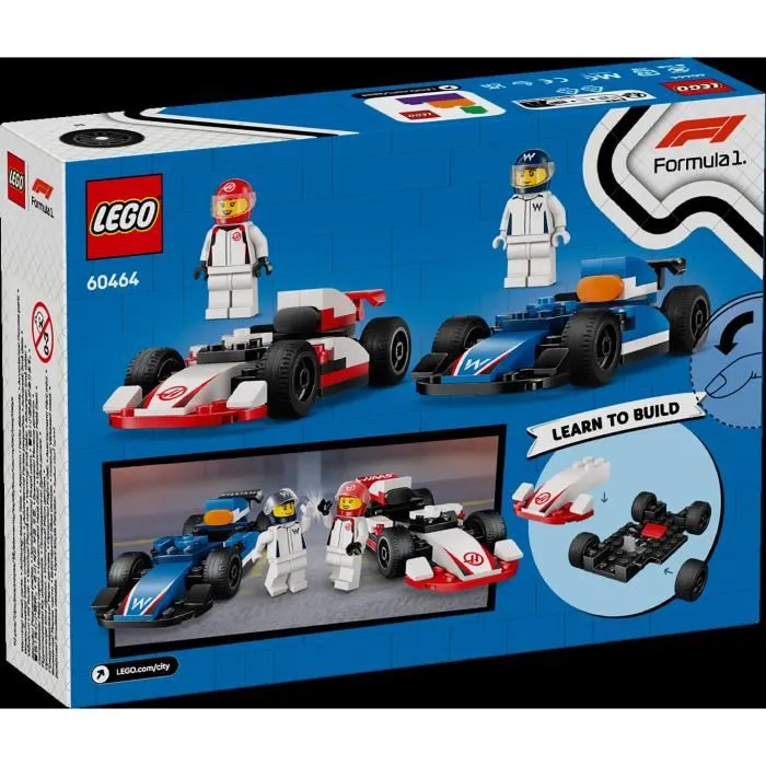 LEGO City Coches de F1 Williams Racing y Haas F1 con minifiguras de pilotos