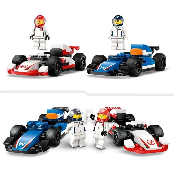 LEGO City Coches de F1 Williams Racing y Haas F1 con minifiguras de pilotos