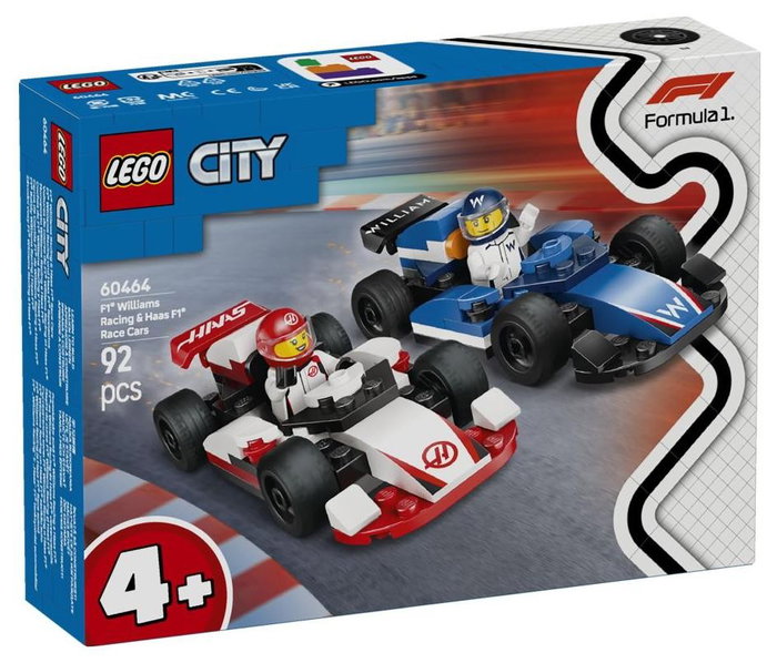 LEGO City Coches de F1 Williams Racing y Haas F1 con minifiguras de pilotos