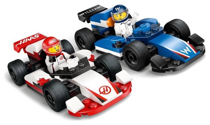 LEGO City Coches de F1 Williams Racing y Haas F1 con minifiguras de pilotos