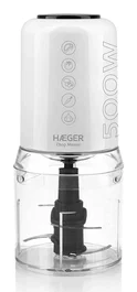 HAEGER Chop Master Picadora eléctrica - 500W, 0.5L (500 ml), 4 cuchillas de acero inoxidable, 2 velocidades, color Blanco, para picar y triturar alimentos