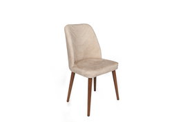 Hanah Home Dallas-550 V4 Juego de 4 Sillas de Comedor, Terciopelo Beige, Patas de Madera Nogal, 50x90x49 cm