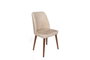 Hanah Home Dallas-550 V4 Juego de 4 Sillas de Comedor, Terciopelo Beige, Patas de Madera Nogal, 50x90x49 cm
