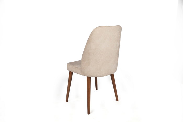 Hanah Home Dallas-550 V4 Juego de 4 Sillas de Comedor, Terciopelo Beige, Patas de Madera Nogal, 50x90x49 cm