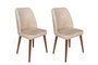 Hanah Home Dallas-550 V4 Juego de 4 Sillas de Comedor, Terciopelo Beige, Patas de Madera Nogal, 50x90x49 cm