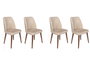 Hanah Home Dallas-550 V4 Juego de 4 Sillas de Comedor, Terciopelo Beige, Patas de Madera Nogal, 50x90x49 cm