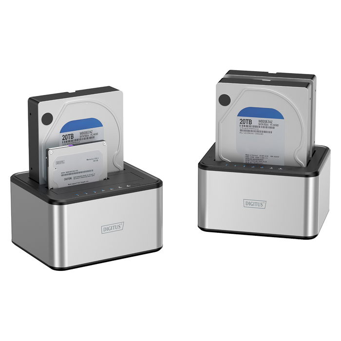 Digitus Estación Acoplamiento Docking USB 3.0 Dual 2.5"/3.5" SATA HDD SSD Plata