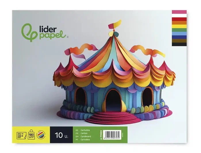 Liderpapel Bloc Trabajos Manuales Cartulina 240x315mm 10 Hojas Colores Surtidos Gramaje 180 g/m²