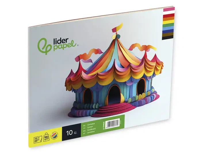 Liderpapel Bloc Trabajos Manuales Cartulina 240x315mm 10 Hojas Colores Surtidos Gramaje 180 g/m²