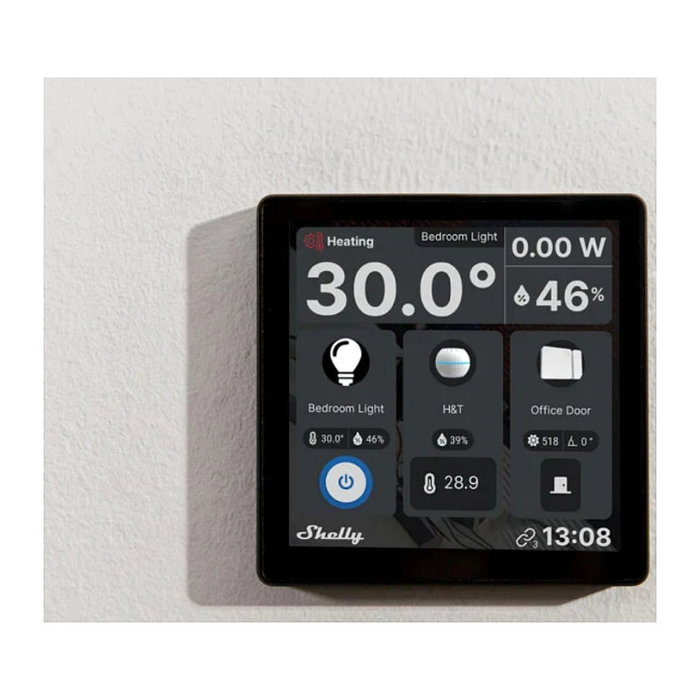 Shelly SHELLY_WD_HT_BUNDLE_S Display de Pared Negro con Bluetooth, Wi-Fi, Pantalla Táctil de 4 Pulgadas, Control de Hogar Inteligente Android, Negro