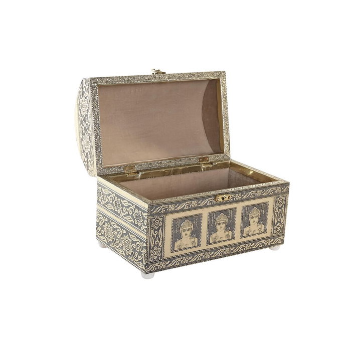 DKD Home Decor Joyero Arabe Champan Beige Madera y Aluminio 15.5 x 18 x 25 cm