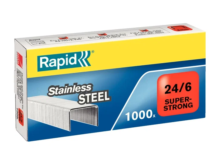 Rapid Grapas Super Strong 24/6 de Acero Inoxidable, Set de 5 cajas de 1000 unidades Rapid Grapas Super Strong 24/6 de Acero Inoxidable, Set de 5 cajas de 1000 unidades